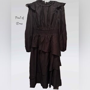 NWT GRACE KARIN Women’s Casual High Neck Smocked Tiered Maxi Dress Black Size L